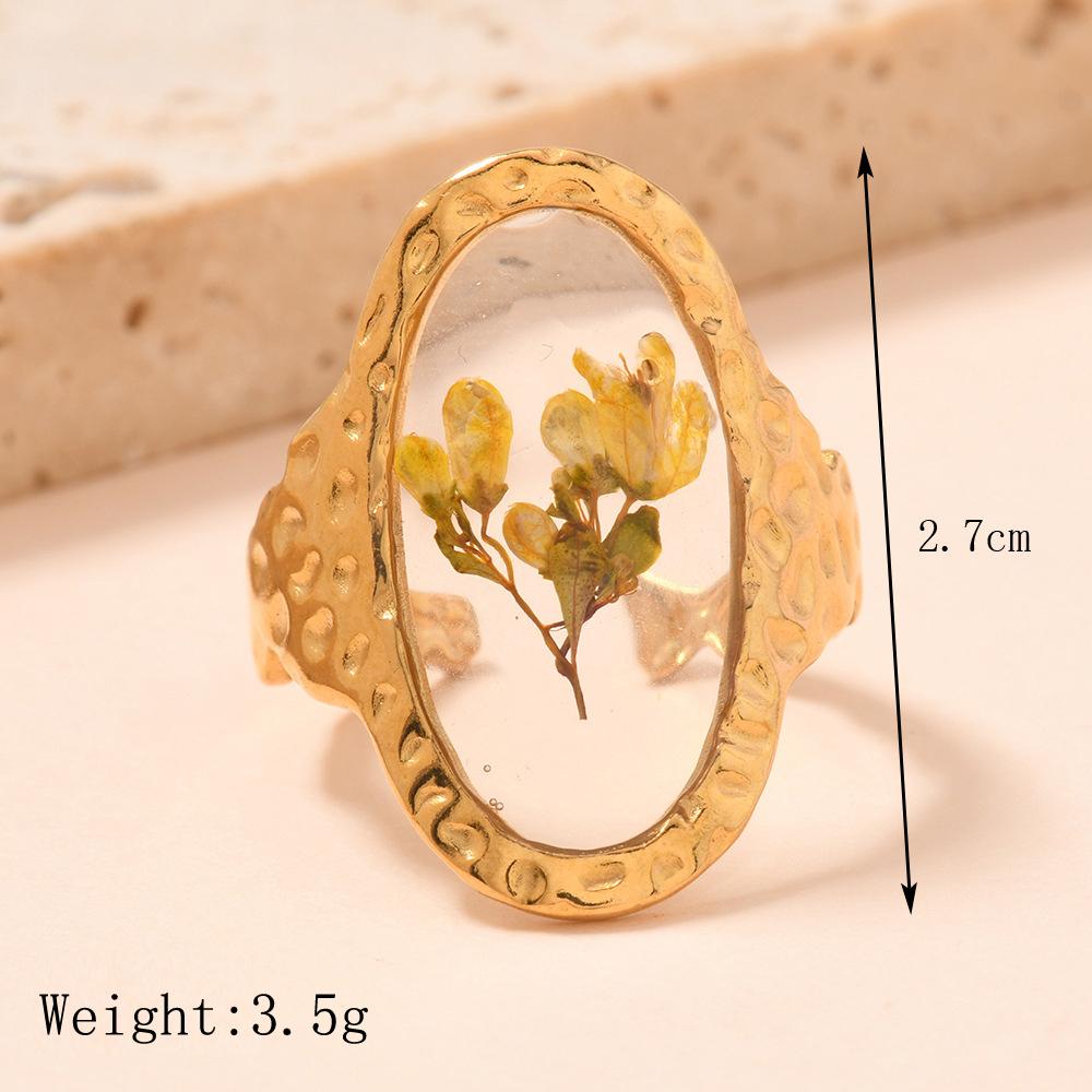 

Sweet Eternal Flower Ring Trendy Waterproof Stainless Steel Gold Color Women Rings Plant Heart Geometric Zircon Gift Wholesale