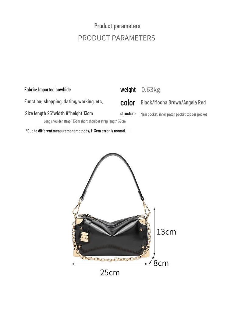 Women's Retro High-End Soft Leather Box Bag - New 2024 Autumn/Winter Crossbody & Shoulder Bag