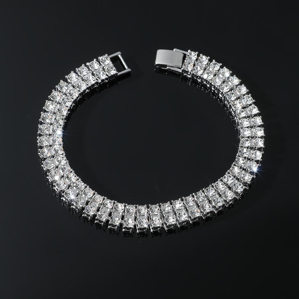 Europejski hip-hopowy pełny diamentowy dwurzędowy diamentowy męski naszyjnik osobowości Hip Hop Rap Hip Hop Disco Taniec Naszyjnik Popularna ozdoba