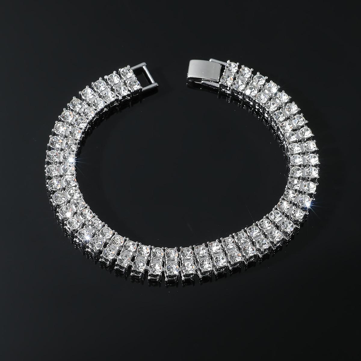 

Европейский хип-хоп полный бриллиант с двойным рядом бриллиантов мужское индивидуальное ожерелье хип-хоп рэп хип-хоп дискотека танцевальное ожерелье популярный орнамент