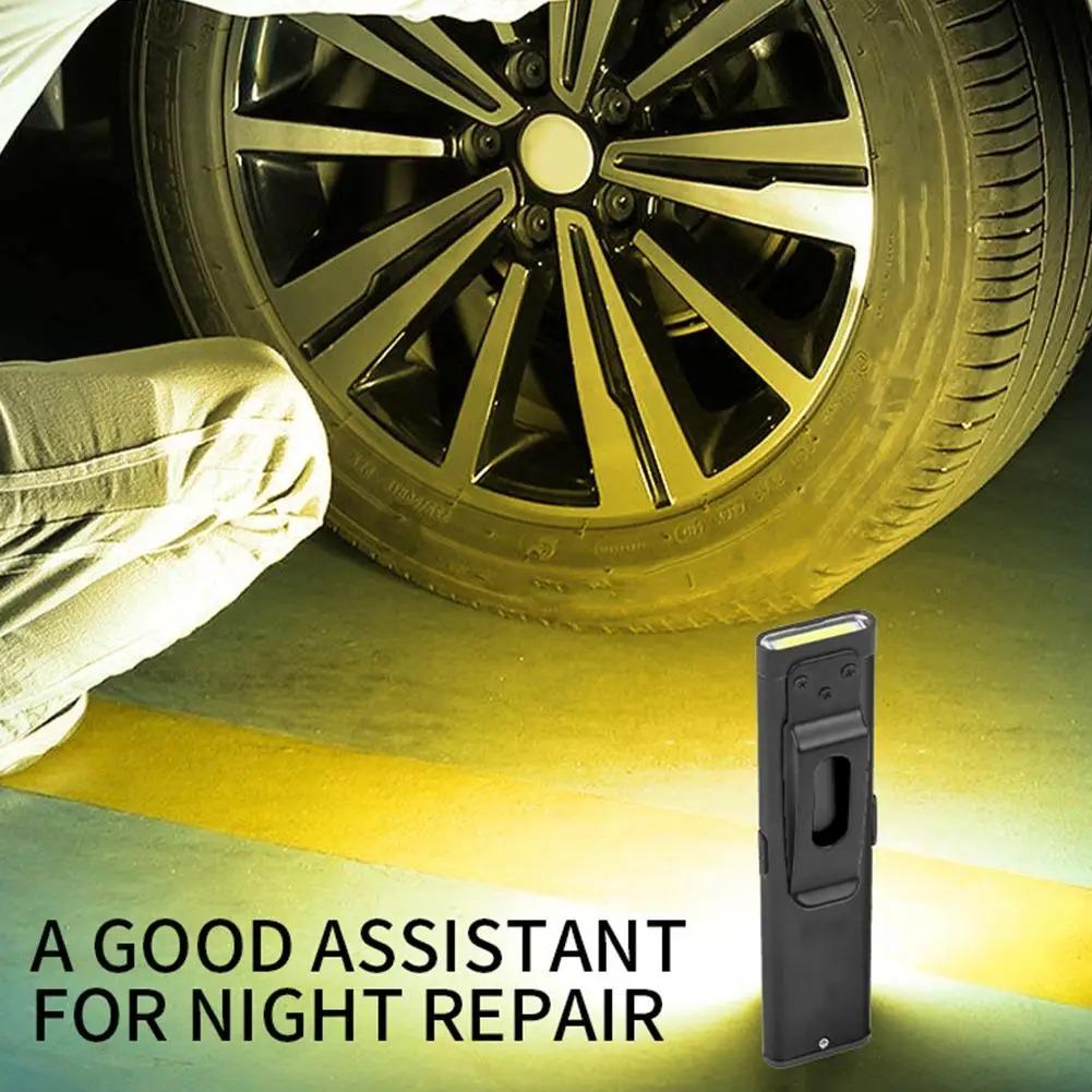 Tragbare EDC Taschenlampe mit Rückenclip 500 Lumen USB Wiederaufladbare LED Taschenlampe Wasserdichte LED COB Arbeitsleuchte für Camping Notfall