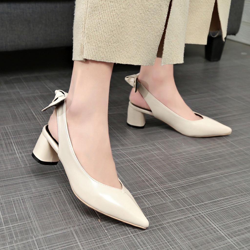 Womens Pointed Bow High Heels Set Of Feet Casual Shoes Thick Heel Sandals  купить недорого — выгодные цены, бесплатная доставка, реальные отзывы с  фото — Joom