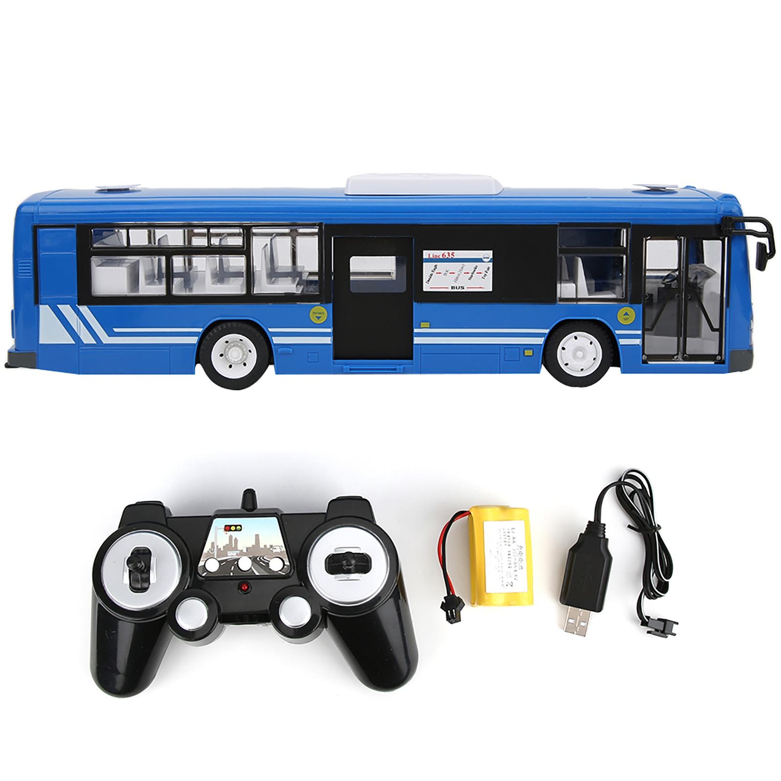 

Blue Remote Control Bus 2.4GHz Electric with Simulation Sound Light 1:20 Scale RC Car Model Toy