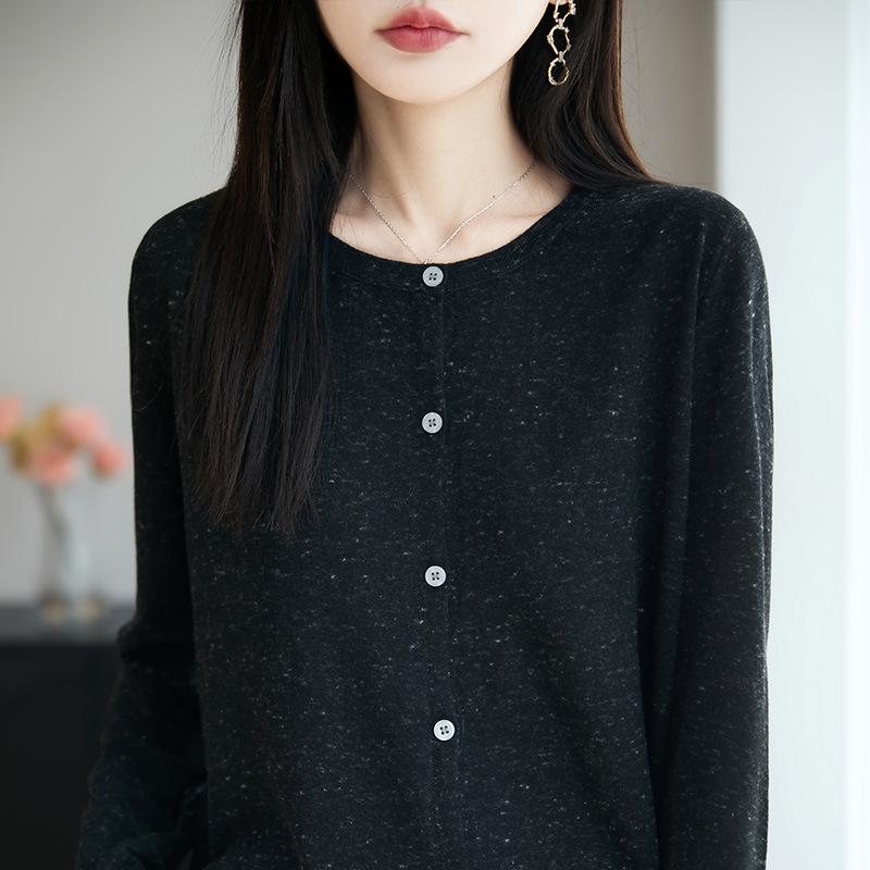 Women's Versatile Long-Sleeved Cardigan: Snowflake Dot, High-Grade Imitation Wool Knit Sweater