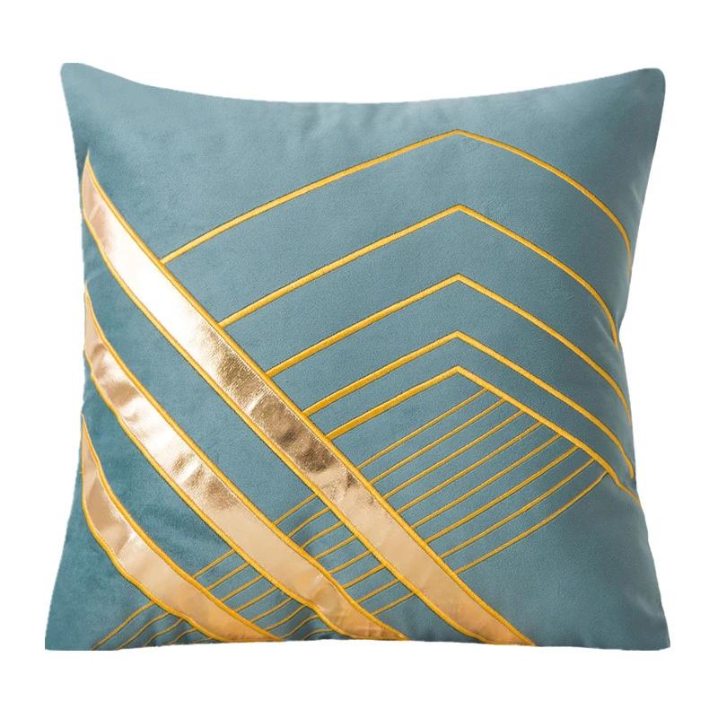 45x45cm Geometric Pillow Case Velvet Gold Bronzing Cushion Cover Home Living Room Sofa Decoration