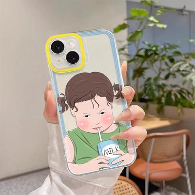 Milk Girl Drinking Case Compatible with Apple 15/14/13/12/11/PRO/PROMAX/XS/XR/XS/XSMAX