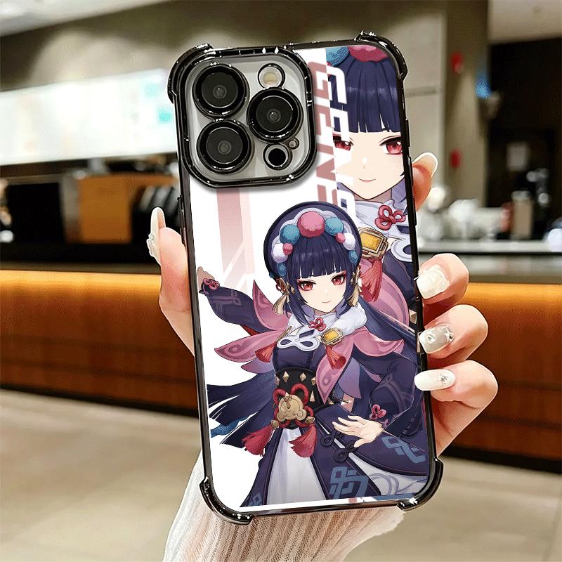 Genshin Impact Desgin Plating Phone Case For Iphone 16 17 Pro Max Air 16E 14 15 Plus 12 13 Mini Anti-Fall Airabag Cover