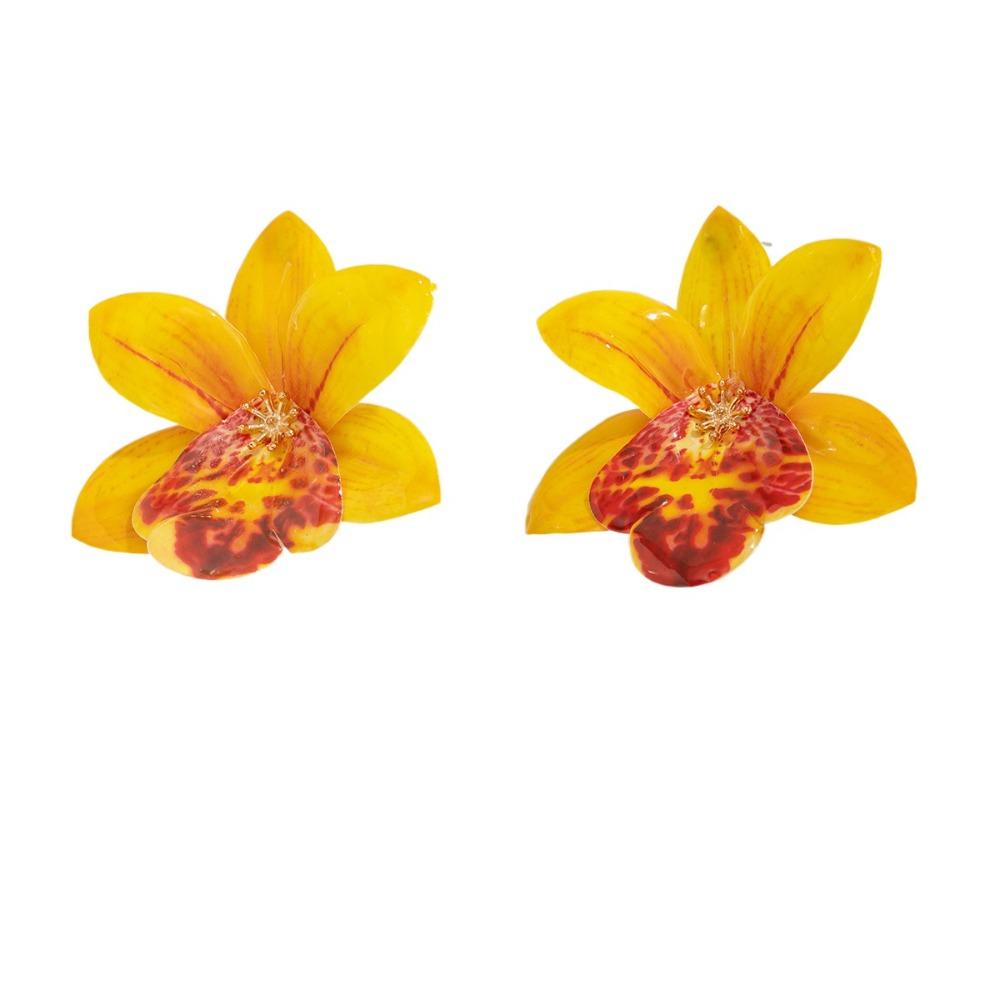 Orchid Flower Necklace Cloth Simulation Flower Earrings Personality Clavicle Chain  Ladies