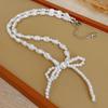Elegant Bowknot Necklace Irregular Pearl Beaded Choker for Women Girls Korean Fashion Clavicle Chain Party Jewelry Gift