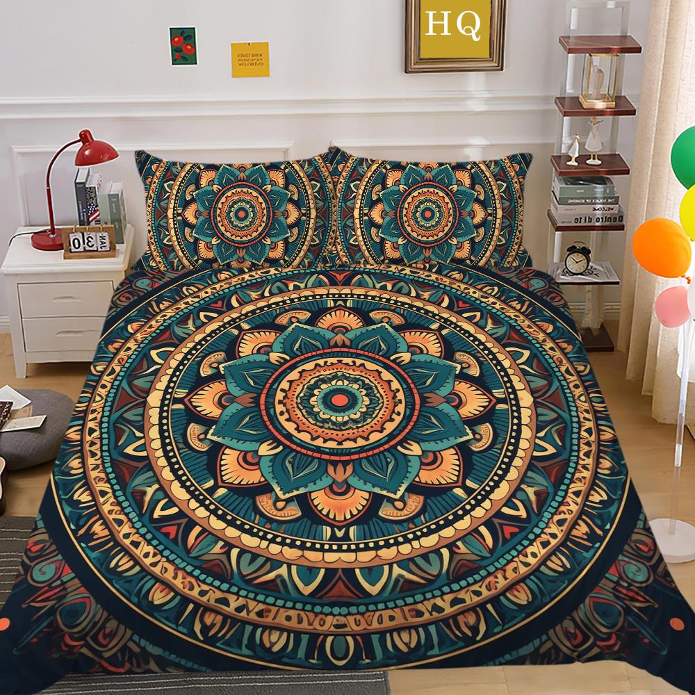 Home Bedding Set 3D Mandala Printing Bedspreads Queen Double Size Microfiber Duvet Cover Set Bedroom Decor