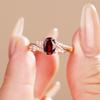 Ruby Garnet Geometric Design Women's Light Luxury Open Adjustable Ring