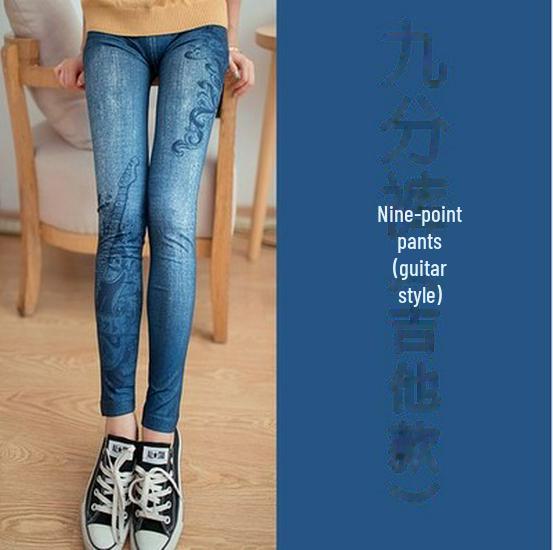 Korean Style Elastic Slim-Fit Women's Jeggings - Spring/Autumn Nine-Point Length