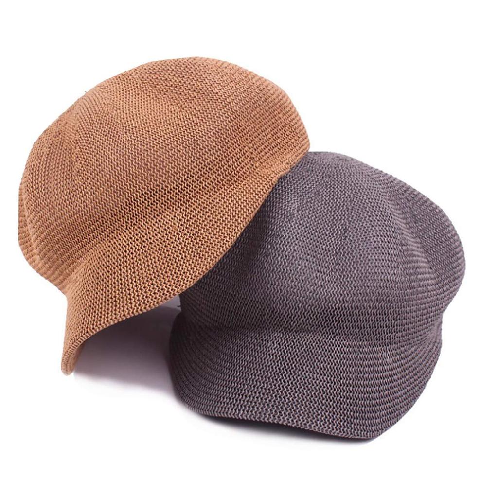 WHITE FANG Newsboy Hat Straw Mesh Braided Cap Fashionable CA191 Women's (01 Beige)