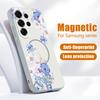 Magnetic For Magsafe Case For Samsung Galaxy S26 Ultra S25 Edge S24 Plus S23 FE S22 A17 A54 A55 A56 A57 5G Simple Style Floral Pattern Cover