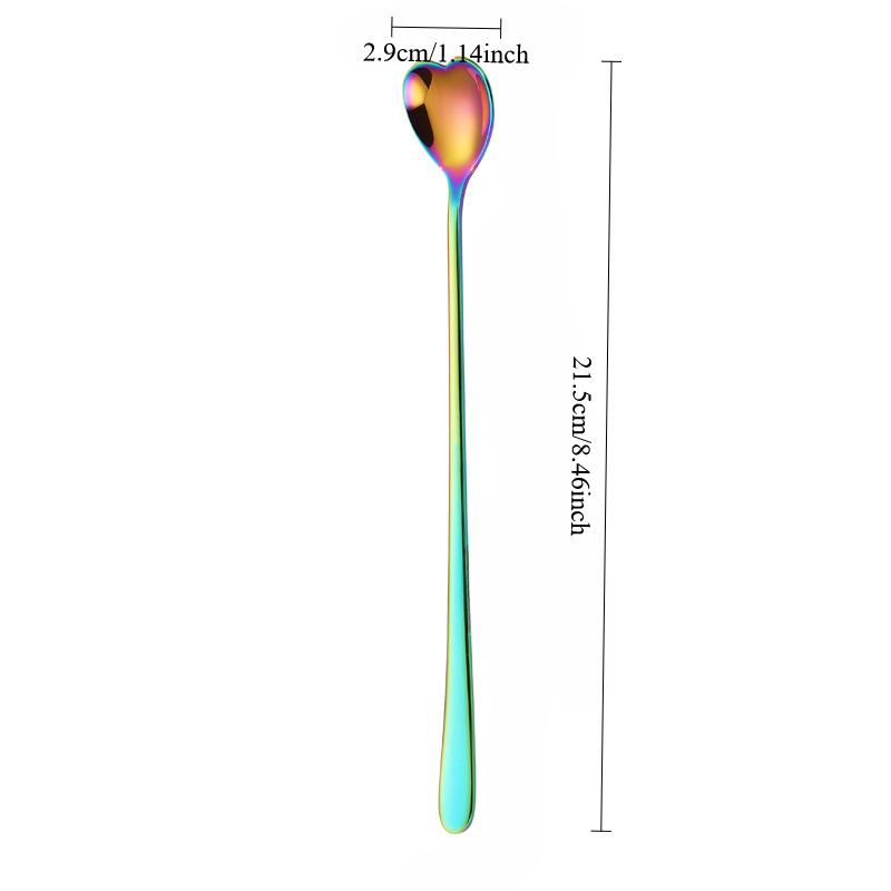 304 stainless steel ice spoon, extended heart-shaped stirrer, Korean style long handled,household coffee and dessert spoon