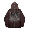 Oversized Zip-Up Hoodie Unisex Streetwear Gothic High-Street Sweatshirt Fall Casual Long Sleeve