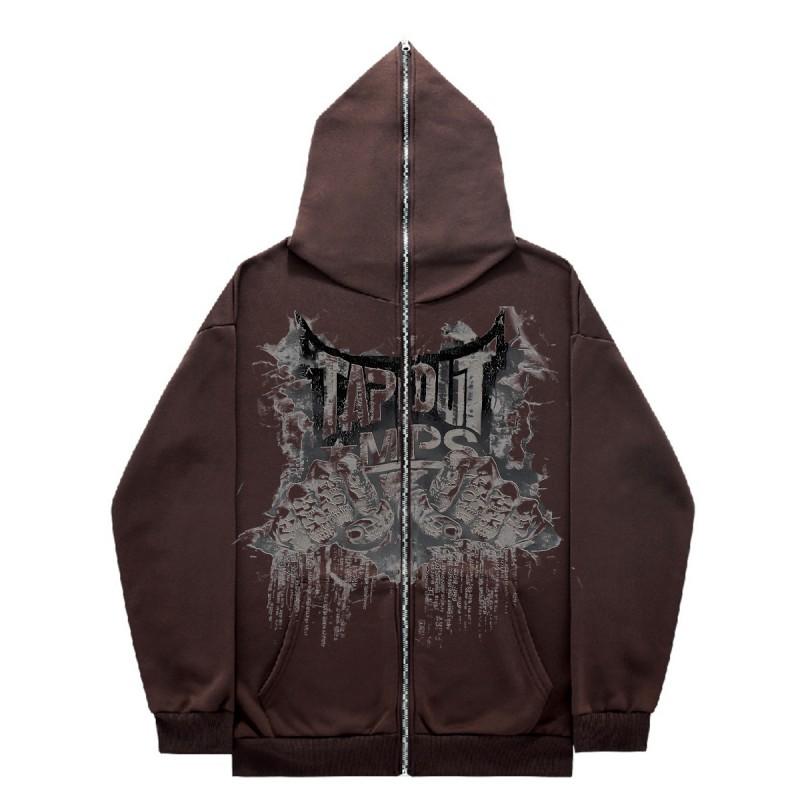 Oversized Zip-Up Hoodie Unisex Streetwear Gothic High-Street Sweatshirt Fall Casual Long Sleeve