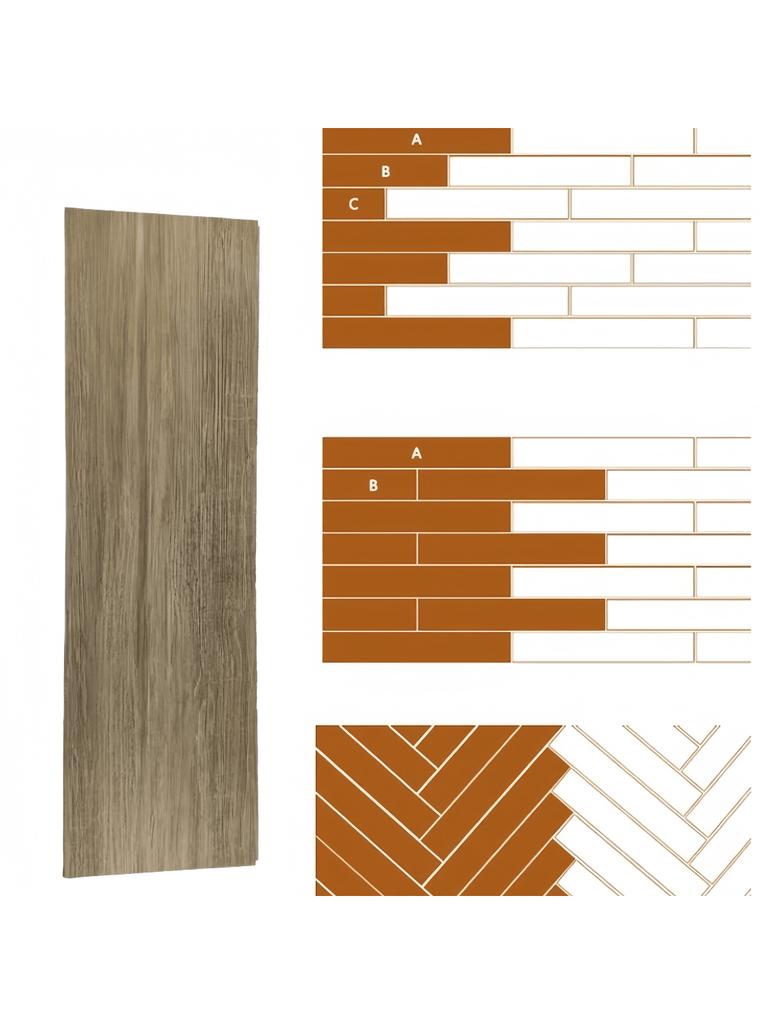 10Pcs 40x15cm PVC Floor Stickers Self-adhesive Waterproof Thickened Wood Grain Floor Foam Living Room