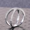 Sterling  Luxury Cross X Shape Women Engagement Ring Full Paved CZ Stone Elegant Simple Female Jewelry