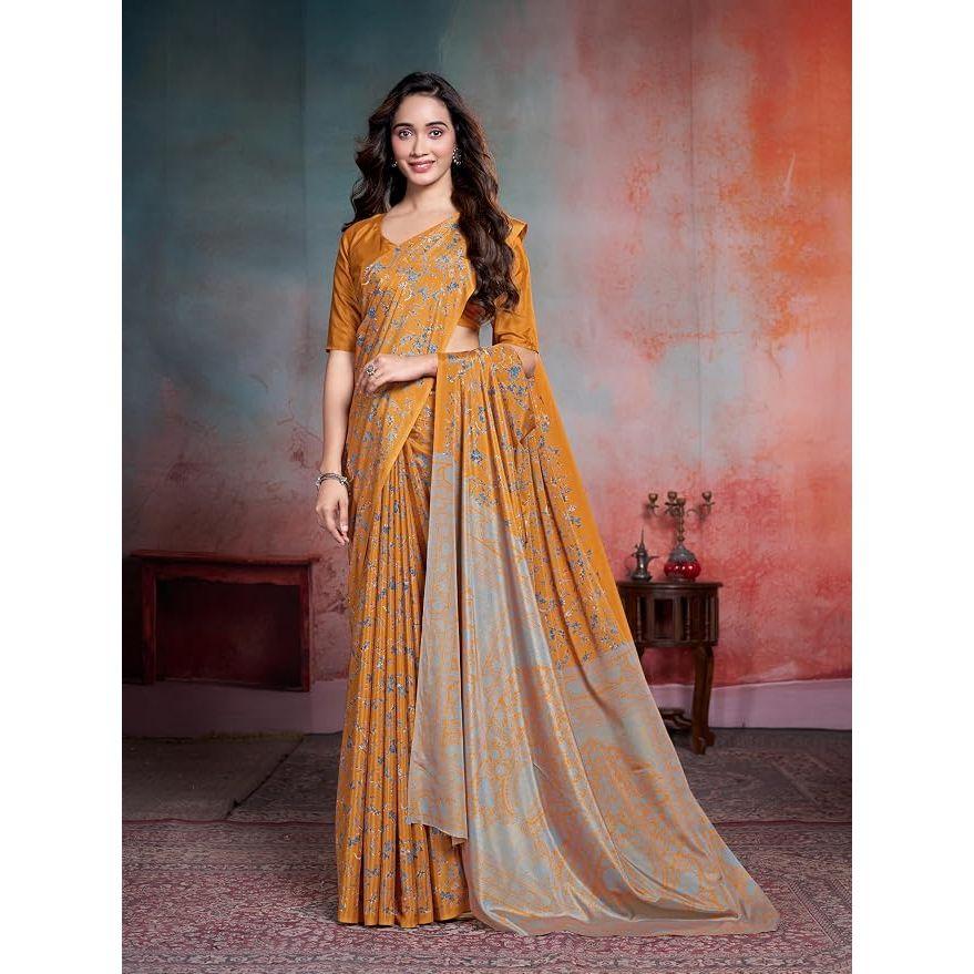Premium Crepe Silk-Finish Saree – Graceful Party & Festive Elegance