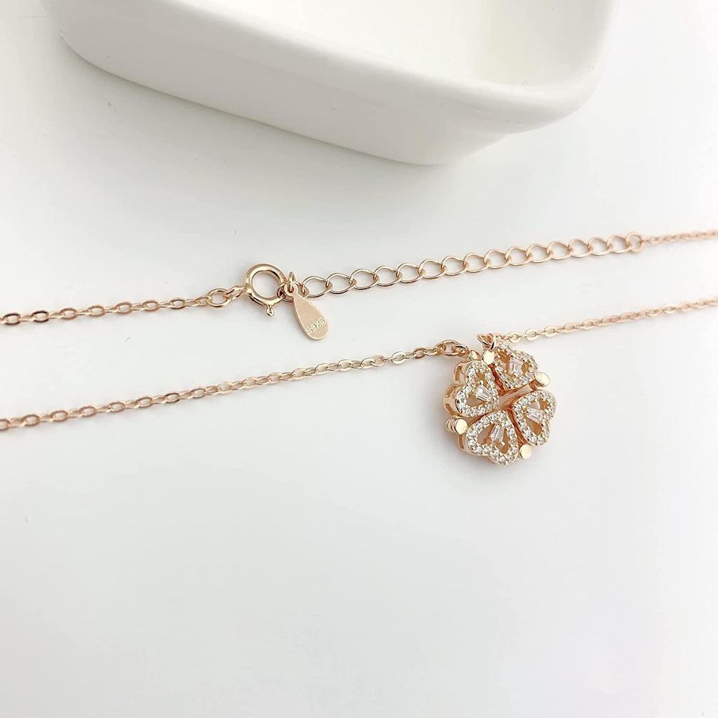 Femei Doamne prietene Soție Inimă Colier medalion 4 Inimi Magnetic Rose Gold Colier Inimă Colier Diamant Pandantive Lanțuri Cadouri de Valentine