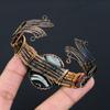 Carved Sulemani Agate Handmade Copper Wire Wrap Bangle Adjustable s9r27