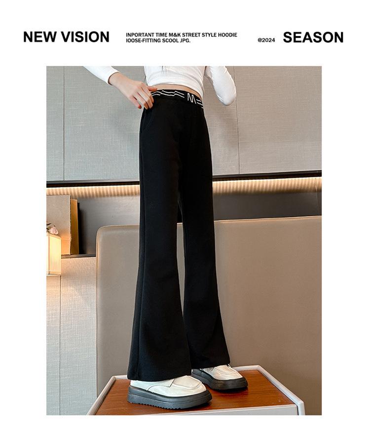 Girls' Flared Fleece-Lined Pants - Spring/Autumn 2025 Fashion for Middle & Big Kids