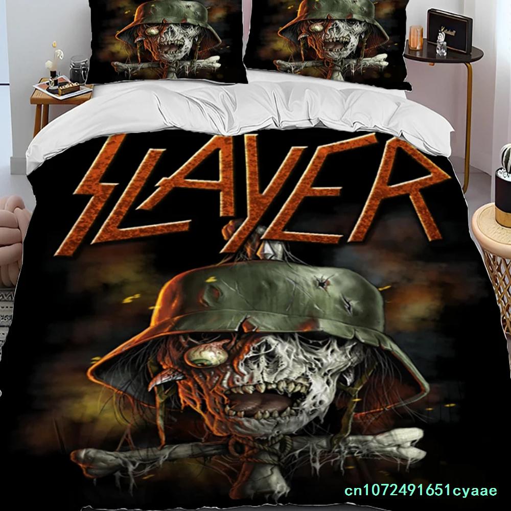 Slayer Heavy Metal Band Music Comforter Bedding Set,Duvet Cover Bed Set Quilt Cover Pillowcase,king Queen Size Bedding Set Boys