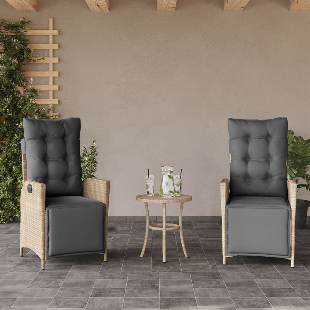 Vidaxl Klappbare Gartenstühle Mit Fußstütze, 2 Stück, Gemischtes Beige