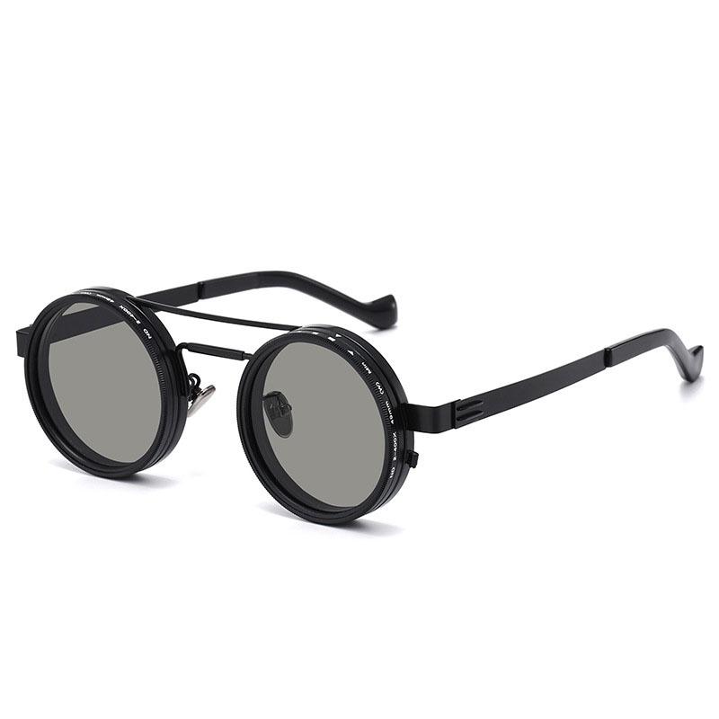 Vintage Round Steampunk Polarized Sunglasses For Men Women Outdoor Sport Shades -Level Adjustable Dimming Sun Glasses Uv400