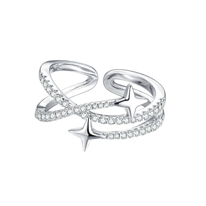 Inel cu zircon Inele de oțel inoxidabil cu zirconiu clasic Moda de lux Femei Inele cu personalitate Fete Norocoase Cadouri pentru petrecere de nuntă