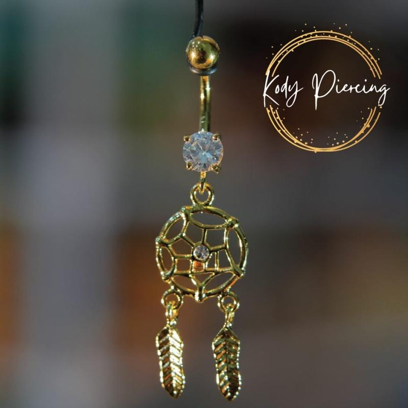 KODY PIERCING 18K vergoldeter Nabel-Traumfänger mit glatter Kugel