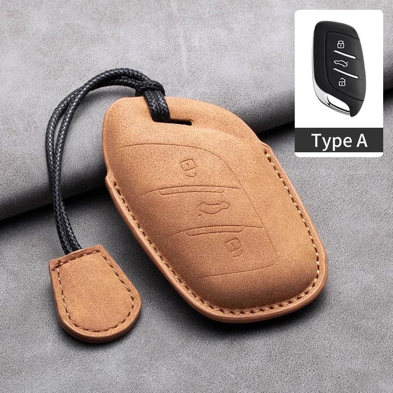 

Leather Car Key Case Cover Shell For Roewe Rx5 I6 I5 Rx3 Rx8 Erx5 For Mg Zs Ev Mg6 Ezs Hs Ehs Marvel X Marvel R Electric