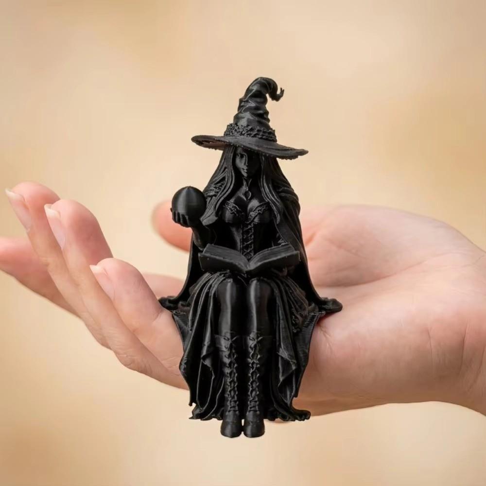 with Book Ball Sitting Witch Figurine Vintage Gothic Crystal Ball Witch Statue  Halloween Party