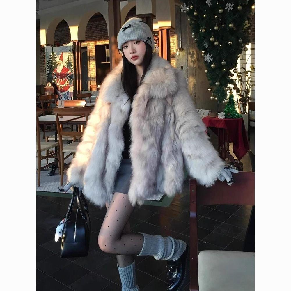 Winter New Fur Integrated Coat Women's Medium and Long Fox Fur Environmentally Friendly Fur Young Popular Fur Coat