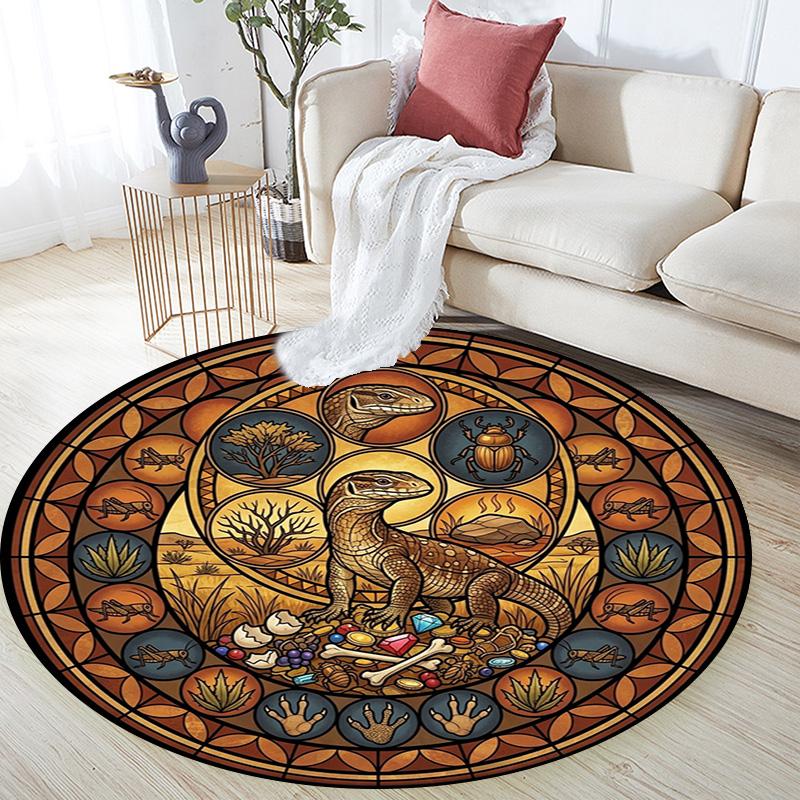 Prehistoric Glass Round Area Rug Under Office Chairs Bedroom Living Room Home Decor