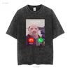 Lustiges Meme T-Shirt John Pork Ruft 4. Juli Shi Vintage Gewaschen Unisex Bequem Mode Stilvoll Lässig Atmungsaktiv