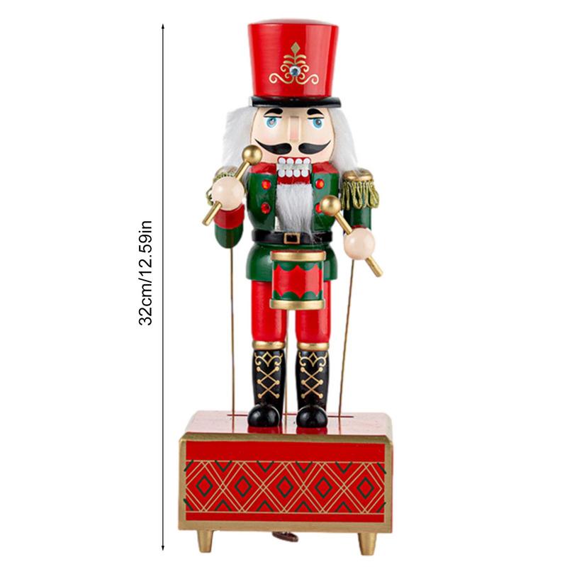 Christmas Ornaments Wooden Nutcracker Soldier Cartoon Character Music Box Home Tabletop Decoration Holiday Gifts