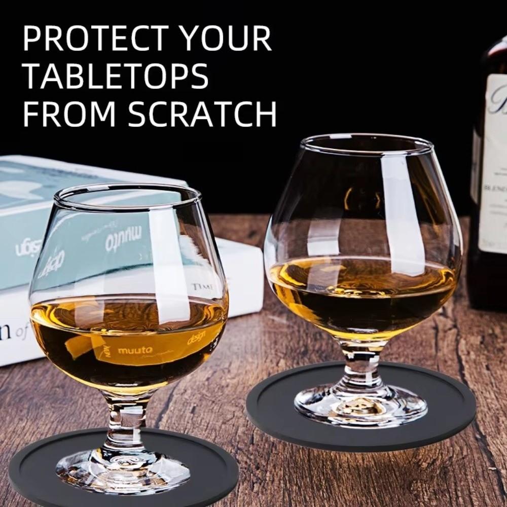 6Pcs High Quality 10cm Diameter Silicone Coasters with Holder Heat Resistant Cup Coasters Non-Slip Waterproof Table Mat