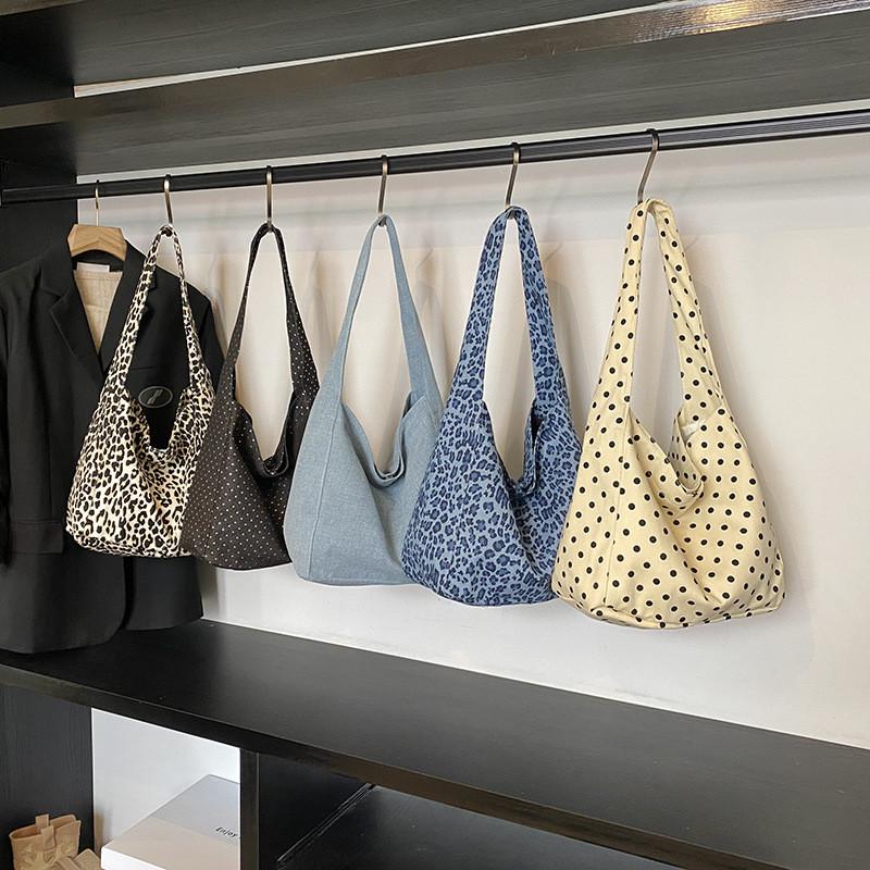 Polka Fashion Dot Leopard Print Pattern Women Large Capacity Canvas Tote Bag