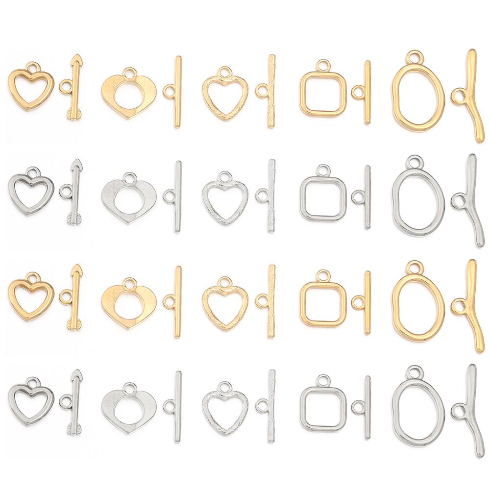 1 Set Stainless Steel OT Clasps Metal Toggle Clasps Wavy Buckle Connectors For Jewelry Making DIY Bracelets Necklace Accessories