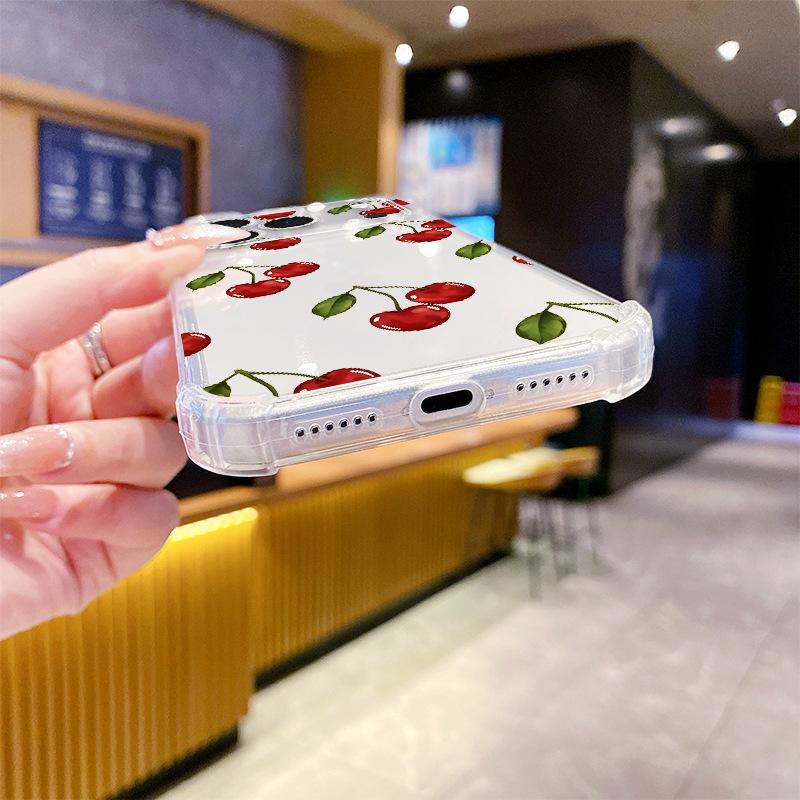 Creative Niche Cherry Mobile Phone Case Apple 17promax Anti-drop Transparent Soft Case iPhone12 High-end Women's Model