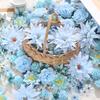 20/50Pcs Blue Artificial Flowers Rose Fake Flowers for Home Room Decor Wedding Christmas Decoration DIY Garland Gifts Accessory