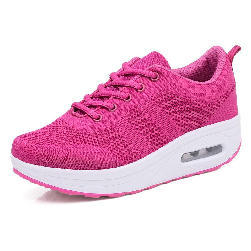 Spring And Autumn New Style Of Flying Mesh Breathable Sports Casual Shoes Korean Style Thick Sole Rocking Shoes Women's Shoes