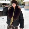 Large lapel short cotton clothes for women's new autumn and winter thickened small and thin versatile warm cotton-padded jacket