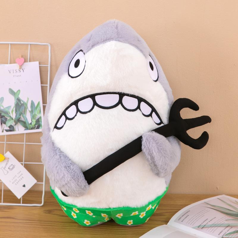 Cute Shark Fork Plush Toy Doll Scratching Machine Student Gift Girl Ins Doll Shark Sleeping Pillow