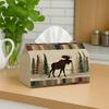 1pc, 2d Flat Printing, Tissue BoxForest Moose Silhouette Tissue Box- Woodland Scenic Art Napkin Storage Box, Suitable for Rolls/facial Tissues/single 