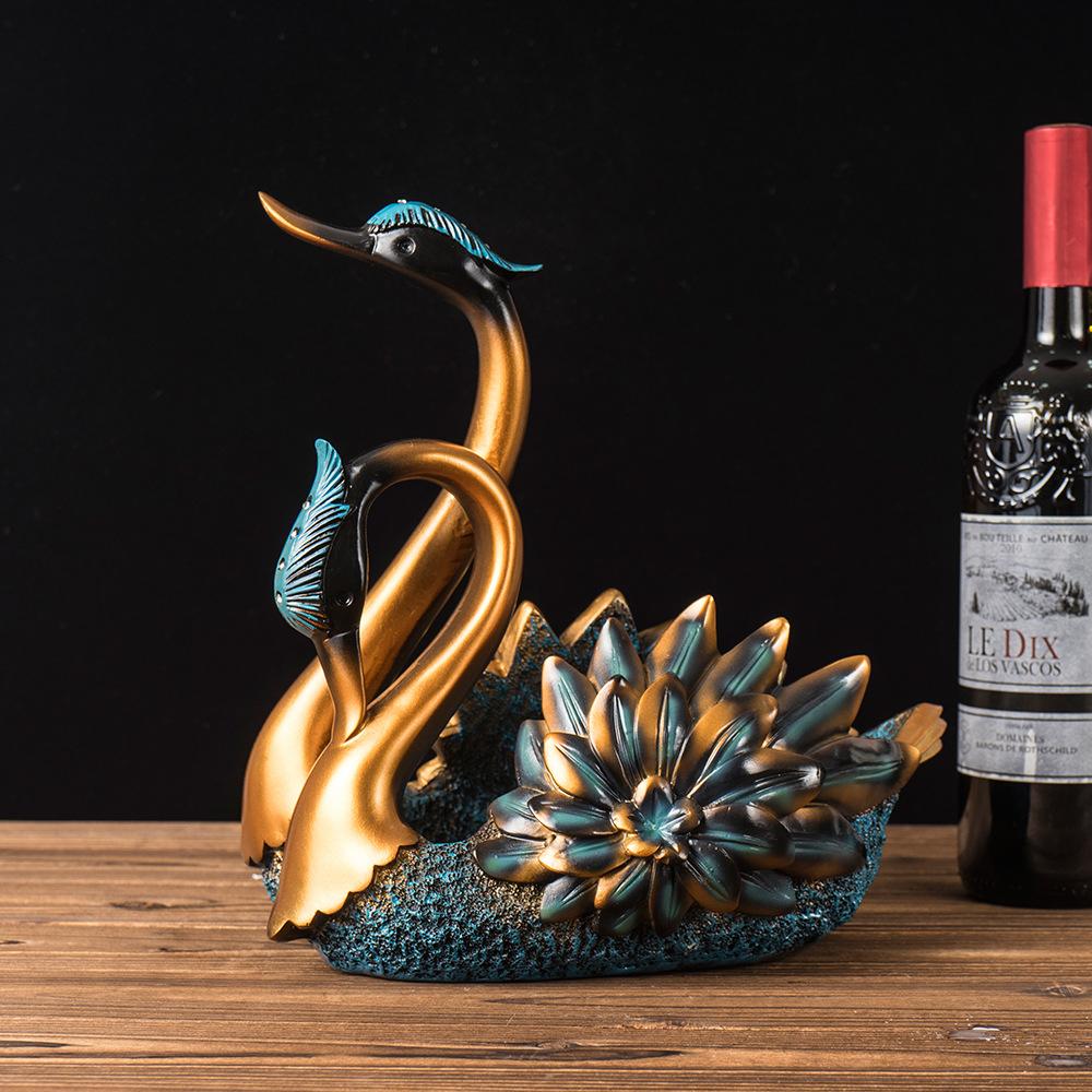 European Premium Swan Ornaments Modern Home Wine Cabinet Resin Craft Gift Idea Housewarming Red Good Wine Rack Decoration Gift Idea Gift Idea