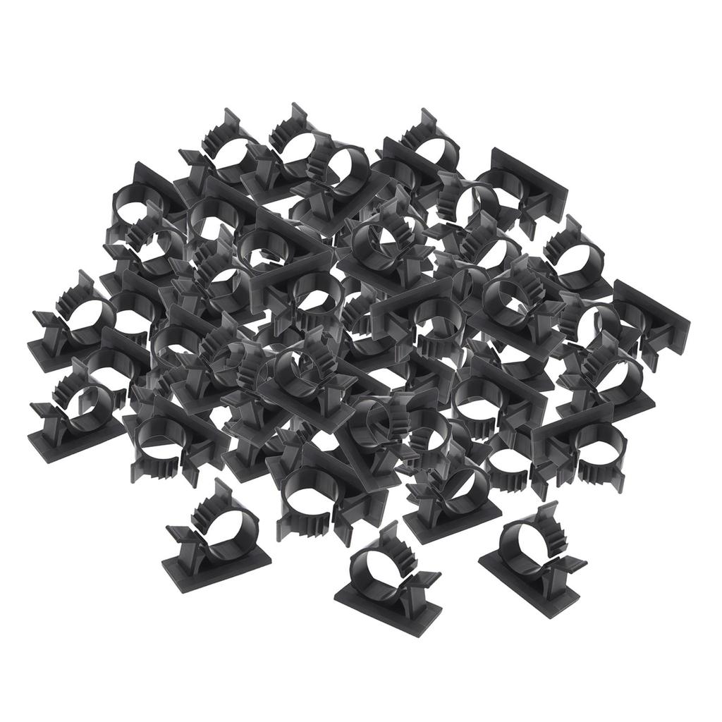 100 Pieces Cord Holder Organizer Punch Bases Mount for Home Office , Black, 13mm-16mm