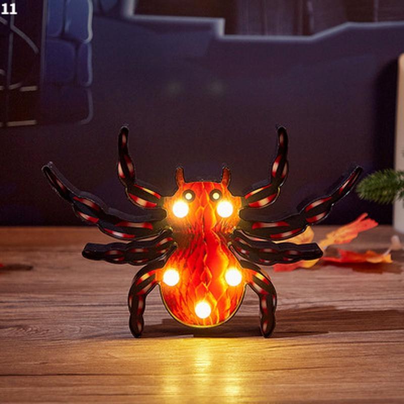 Decoração de abóbora de Halloween de terror, morcego fantasma, aranha, luz noturna LED, bar de feriado, decoração de festa em casa, adereços, enfeites de Halloween